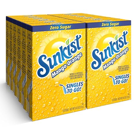Singles To Go! Sunkist Soda Drink Mix, Mango Orange, 72 Packets