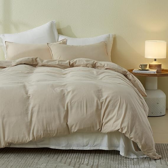 Simple & Opulence Duvet Cover Set 3 Pcs - 100% Washed Cotton Linen Like