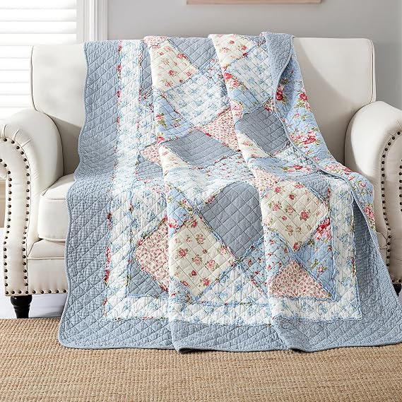 Qucover Bedspread for 90 cm Bed, Patchwork Bedspread 150 x 200 cm, 100%