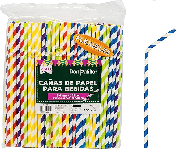 250 Assorted Color Stripe Paper Straws 9 Inch.100% Biodegradable and Compostable Drinking Straws for Parties, Birthdays and Celebrations (1)
