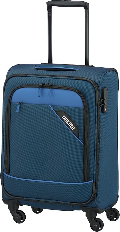 paklite hand luggage trolley 4 wheels, lightweight, DERBY, stylish soft small travel cabin suitcase with TSA lock + clip-on function, 55 cm, 41 l