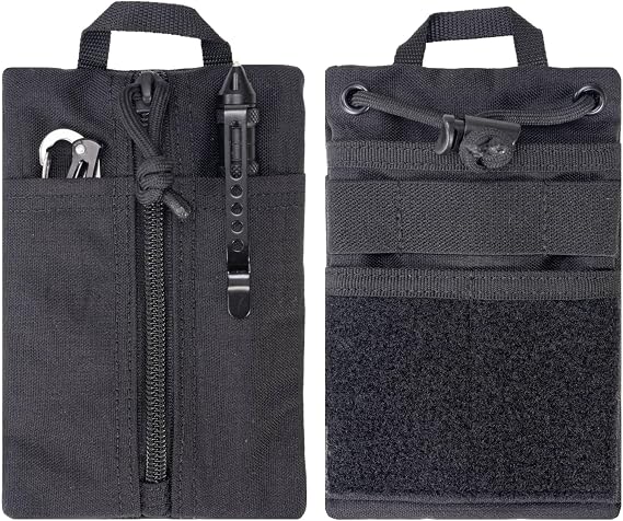 小型edcポーチ Edcポケットオーガナイザー、男性用丈夫な小型ツールポーチ、パラコードストラップ付きジッパーネックウォレット、懐中電灯、マルチツール、ペン、ノートブックを収納可能 - タクティカルedcバッグ