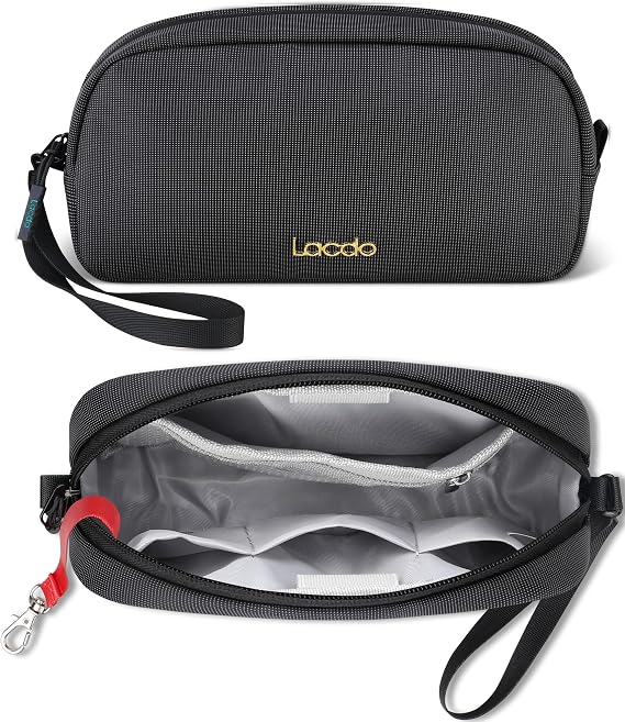 Lacdo Electronics Organizer Case Travel Bag for Essential Items, Black/White, Travel Bags