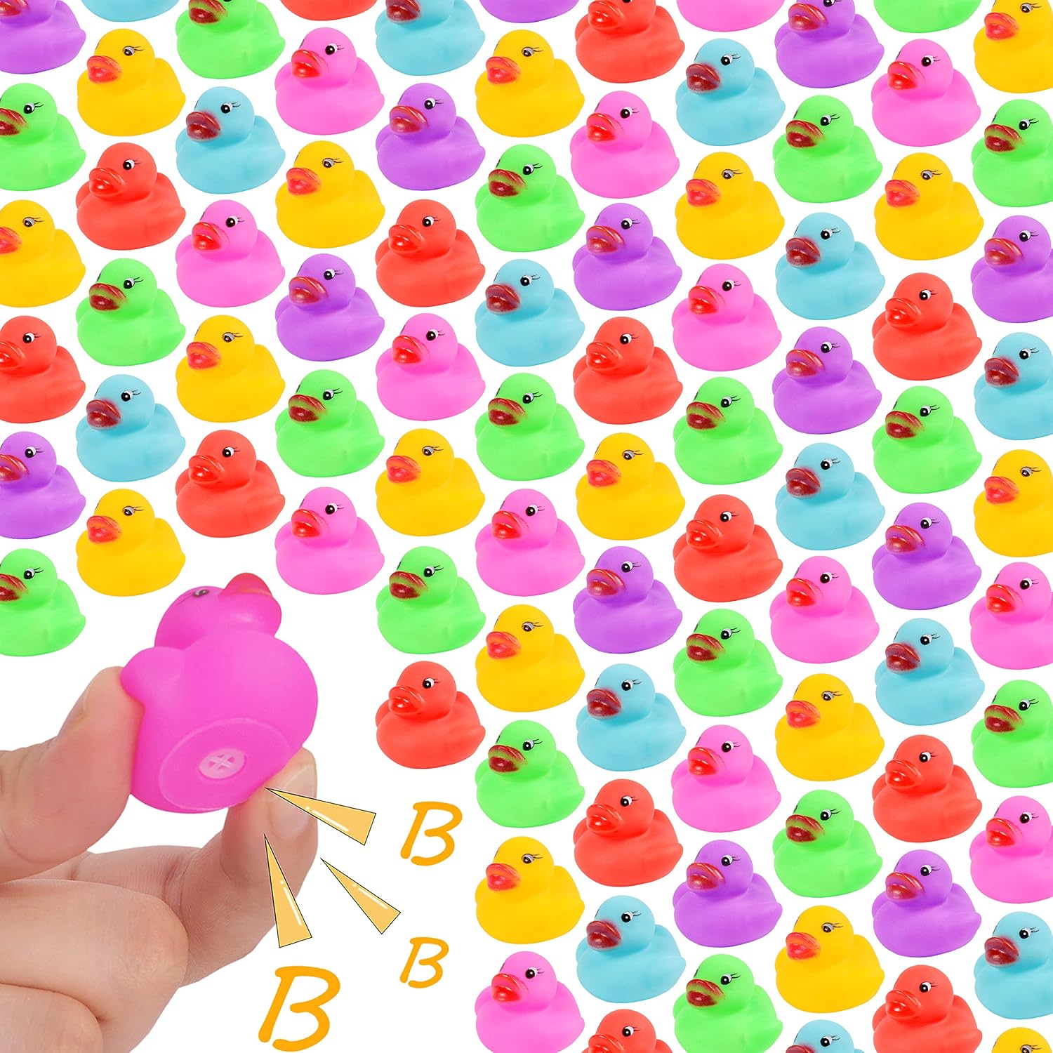 Maliweg 90-Pack Mini Ducks, Mini Colorful Rubber Duckies Bath Toy for Child, Small Ducks Bulk Float & Squeak Tiny Ducky Pool Toy, Multicolor PUK-009