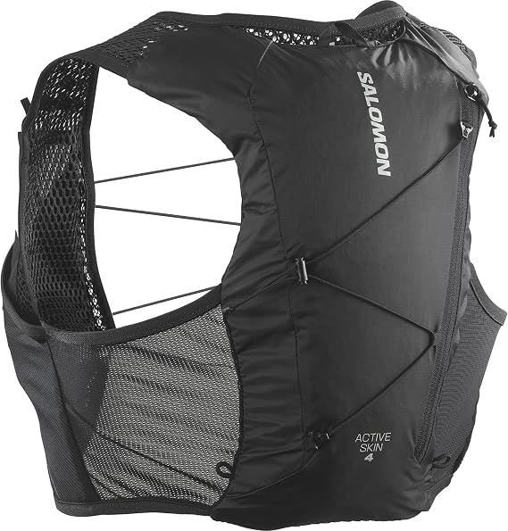 Salomon Active Skin 4 No Flasks, Easy Hydration Vest Chest Pockets, Precision SensiFit Comfort, Custom Quiver Compatible Secure Storage, Short Trail Running Vest