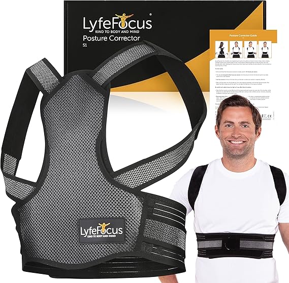 LyfeFocus S1 Posture Corrector Back Brace, Black, Small