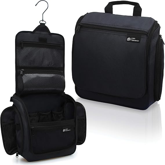 D&D Hanging Toiletry Bag for Women and Men, Large Travel Wash Bag