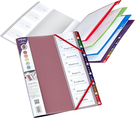 Snopake A4 FileLastic 8-Part Rainbow with Duo Index [Pack of 1] Multi-Part File/Divider with Elasticated Closure [15804]