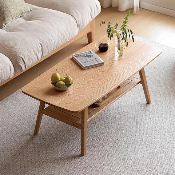 YESWOOD Solid Oak Coffee Table, Natural Wood Tone