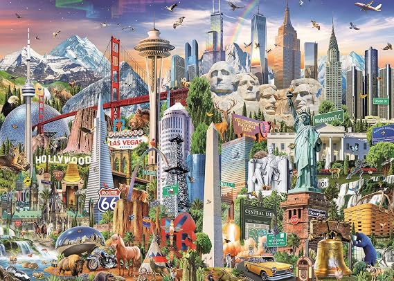 Jigsaw Puzzles for Adults 1000 Piece Symbols of North America 27.56 x 19.69 Inch Jigsaw Puzzle for Adults Educational Game 1000 Pieces America Landmark Puzzles for Adult
