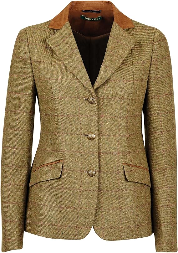 Dublin 2022 Womens Albany Tweed Suede Collar Tailored Jacket - Brown