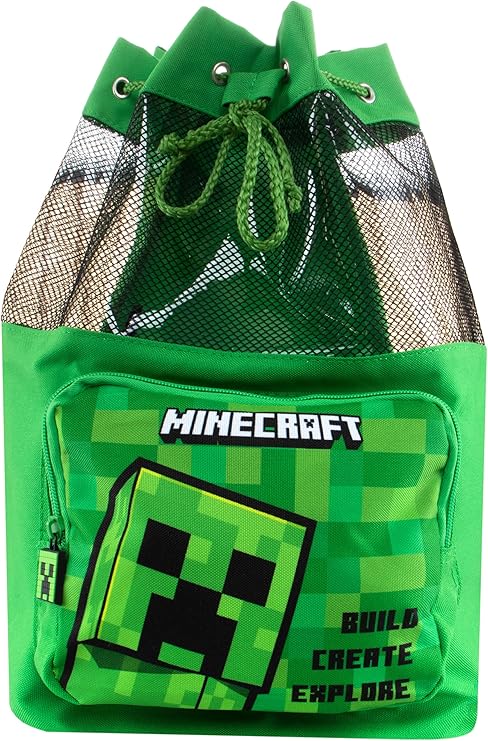 Minecraft Swimming Bag | Creeper Boys Swim Bag | Children’s Swimming Bags | Boys Backpacks | One Size Green