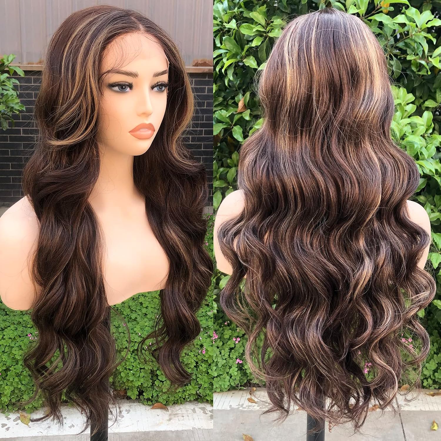 X-TRESS X-Tress HighLight Lace Front Wig 26'' Long Wavy Hair Synthetic 13x4x1 Pre-Plucked Baby Hairline T Part Middle Part Natural Looking TT427, Blond Mixed