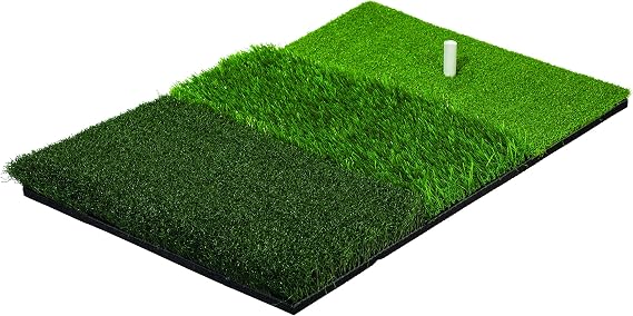 Franklin Sports Tri-Turf Golf Hitting Mat with Rubber Tee - Practice Aid Golf for All Levels - Portable Hitting Grass for Golf Driving