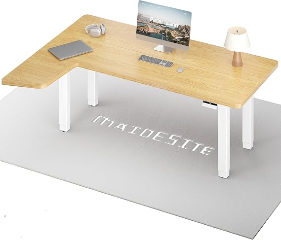 MAIDeSITe L Shaped Standing Desk, 160 * 120cm Height Adjustable Electric Sit Stand Desk, Ergonomic Stand Up Table Dual Motor Load 160KG, Ultra-stable 4 Legs Computer Desk for Office Home