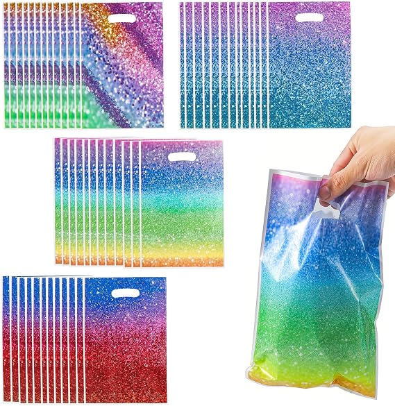 50PCS Gradient Colour Tote Bags, Party Bags for Kids Party, Small Gift Bag