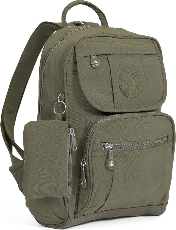 Lightweight Fabric Mini Backpack Rucksack School Work Travel Gym College Bag (Taupe)