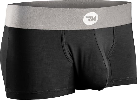 RM Real Men Men's Real Men Boxer Brief Nylon Pouch D 4 Pk (White Black Grey Cyan) Jock Strap