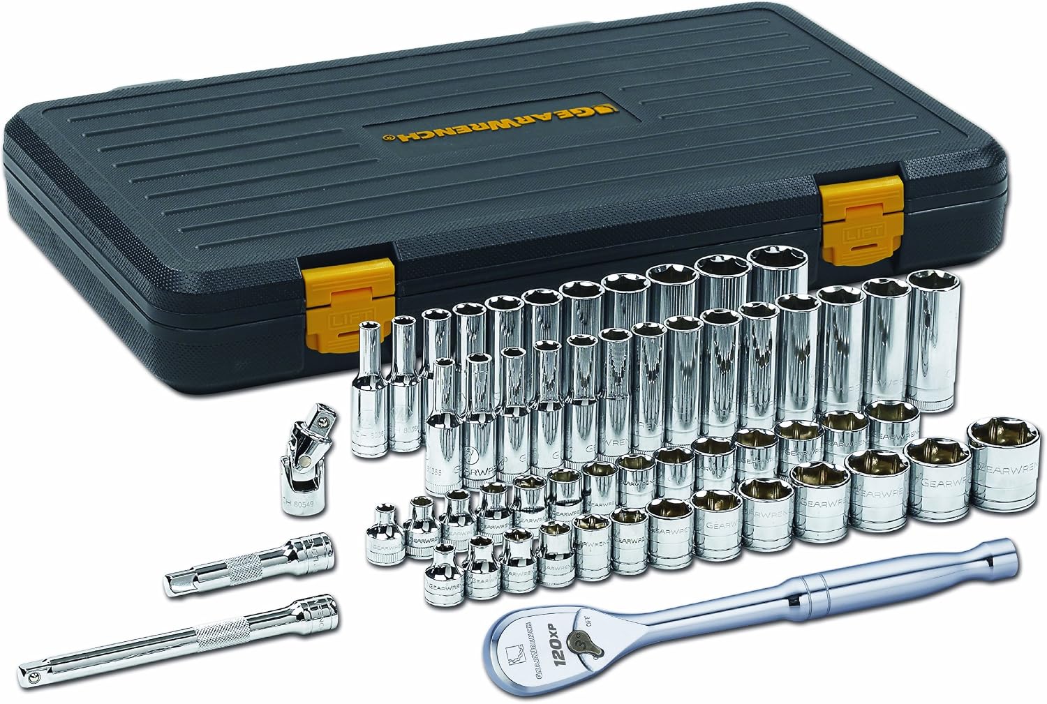 GEARWRENCH 56 Pc. 38" Drive 6 Pt. 120XP Mechanics Tool Set, Standard & Deep, SAEMetric - 80550P
