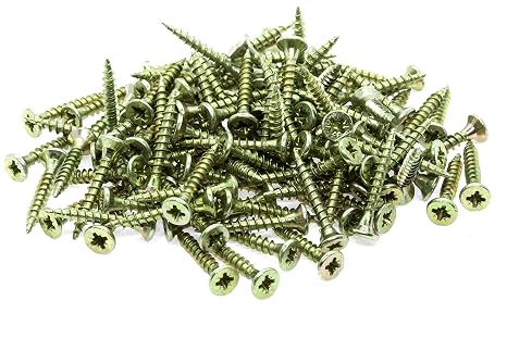 Yellow Small Steel Countersunk Wood Screws - Chipboard Screws Pack of 100 (4mm x 40mm) B08E
