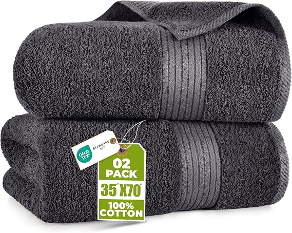 Utopia Towels Large Bath Towels Pack of 2 (180x90 cm) Grey