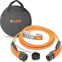 Type 2 Charging Cable Kit with Carry Case 22KW 5M 32A 3 Phase Mode-3 IP55 for Electric Cars & Plug-in Hybrids Suitable for Wallbox & Charging Station Orange 79586