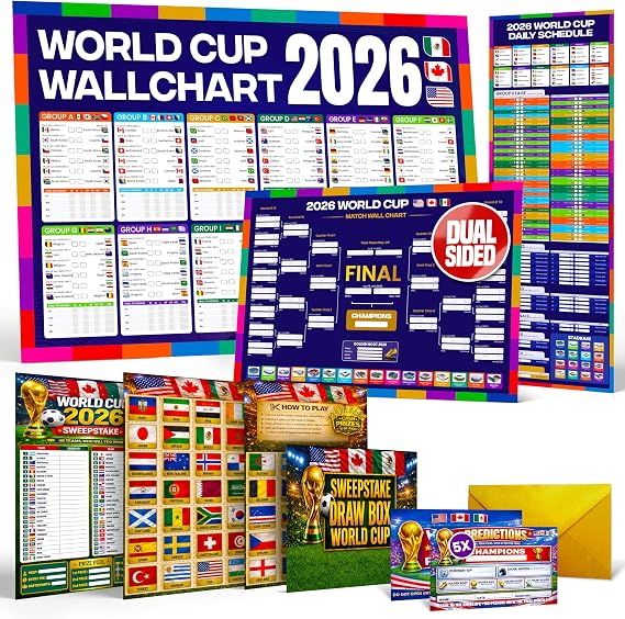 2026 World Cup memorabilia Wall Chart & Sweepstake Kit - A1 Souvenir Gift