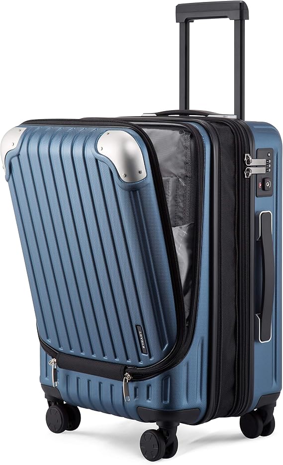 LEVEL8 Carry-on Suitcase 20-Inch, Expandable 4 Wheel Cabin Luggage, ABS+PC Hardshell Spinner Trolley Lightweight with Laptop Compartment, TSA, Blue