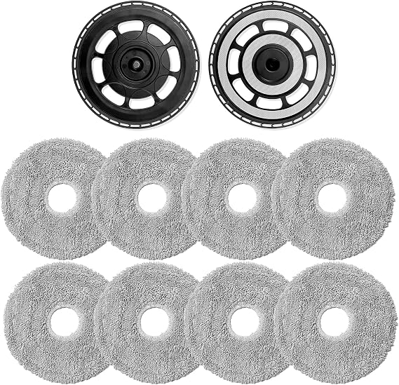 交換用モップホルダー2個とモップパッド8個セット Roborock Saros 20、Saros 20 R&D対応 – ロボット掃除機アクセサリー交換部品、プレミアム洗濯可能で耐久性のあるモップベースプレート