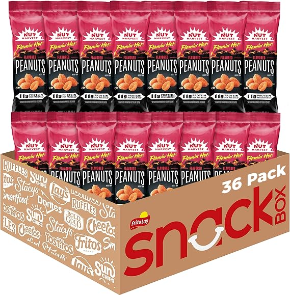 Nut Harvest, Flamin Hot Peanuts, 1.6 Ounce Bags Pack of 36