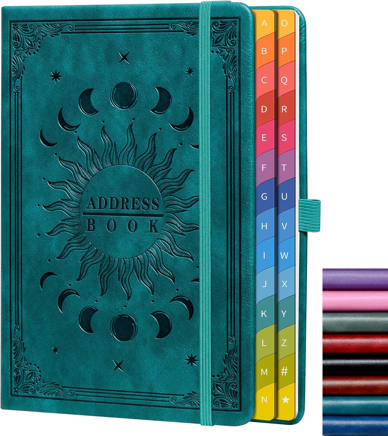 Address Book with Colorful Alphabetical Tabs (8.4" x 5.7") – Hardcover Contact Organizer for Website Passwords, Telephone, Software Licenses, and Important Information – Seagreen