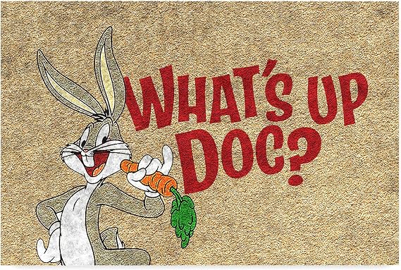 Monnhein Tasarımlı Dekoratif Kapı önü Paspas, Dış Mekan/Ev İçi/Banyo/Mutfak/Yatak Odası/Giriş Paspasları (Whats Up Doc, 45X70)