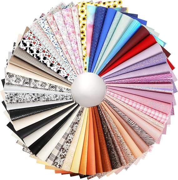 LOTOFUN 30Pcs Random Faux Leather Sheets, 6x8 Inch