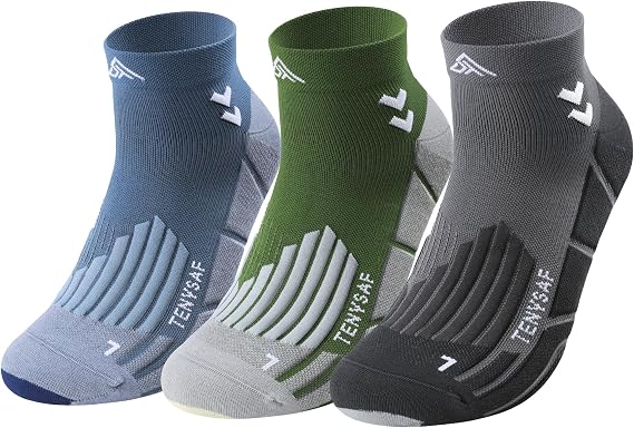 Compression Running Socks for Men Women: Sports Socks with Padding, 3 Pack for Work, Hiking and Basketball Ankle Socks