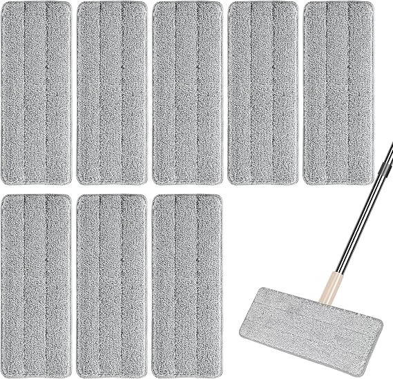 8 Pieces Microfiber Mop Header Replacement Replacement Microfiber Mop Broom Mop Pads Washable Mop Pads for Home, Office, Hardwood, Marble, Tile