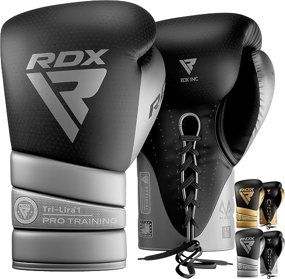 RDX Professional Boxing Training Gloves, Mark PRO Wrist Support Lace-UP Glove, Super Skin Maya Hide Leather, Multi-Layered, Sparring, Heavy Punch Bag Kickboxing Punching