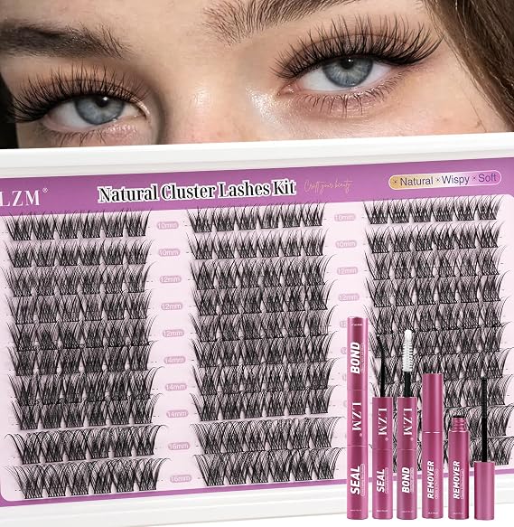 LZM Cluster Lashes Kit Individual Eyelashes with Bond &Seal &Remover(ZH16)