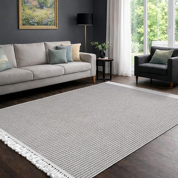 Aden Yonca Dokuma Halı | Makinede Yıkanabilir | Modern Halı | Gri | 100 x 220 cm | Model YNC04