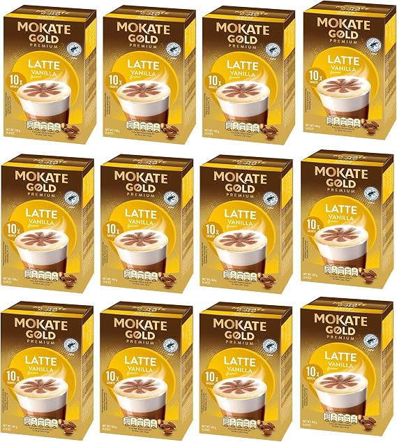 Mokate Gold Premium Vanilla Latte Coffee Sachets x10 (Pack of 12, Total 120 Sachets)