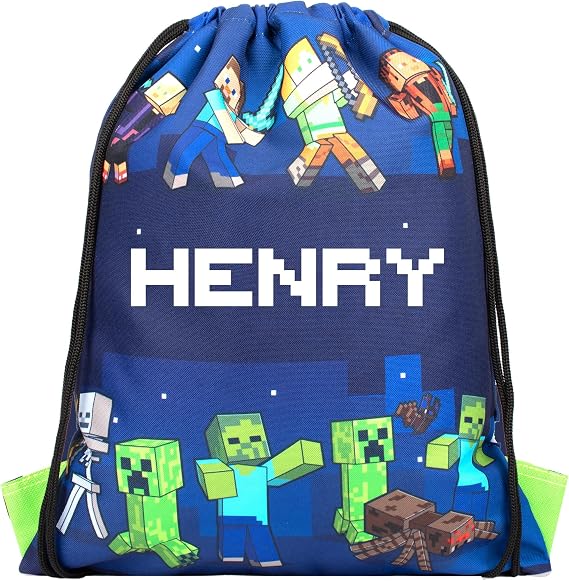 Minecraft - Personalised Drawstring Bags - Great School Bag and Gym Bag for Kids - Official Merchandise - Personalised Gym Bags Fanatics - Tnt/Creeper World