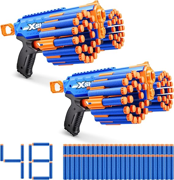 XSHOT Insanity Manic Blaster by ZURU with 48 Darts (2 Blasters Included), Air Pocket Technology Darts and Dart Storage, Outdoor Toy for Boys and Girls, Teens and Adults
