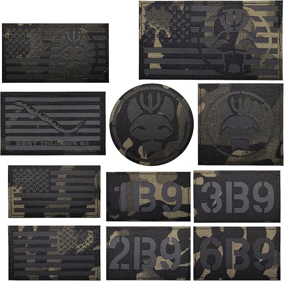 Trident Cat Head IR Reflective Hook Loop Camo Flag Call Sign Patch