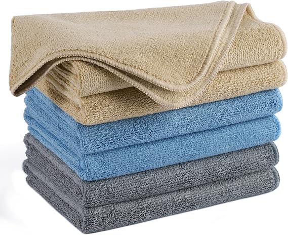 Polyte Multi-Purpose Microfiber Cleaning Towel 340 gsm, 16x24 in, 6 Pcs