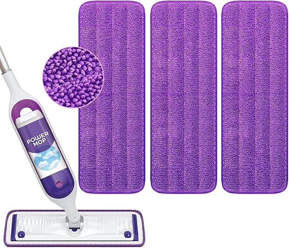 Grehge p Refills Pads Compatible with Swiffer PowerMop Mop - Power Mop Pads Refill - Washable Microfiber Pads for Multi-Surface Floor Cleaning, 3 Pack