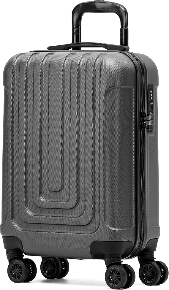 Flight Knight Premium Lightweight Suitcase - Built-in Side Lock with USB Port - 8 Spinner Wheels - ABS Hard Shell Carry On Or Check in Luggage - Highly Durable - Approved for Over 100 Airlines