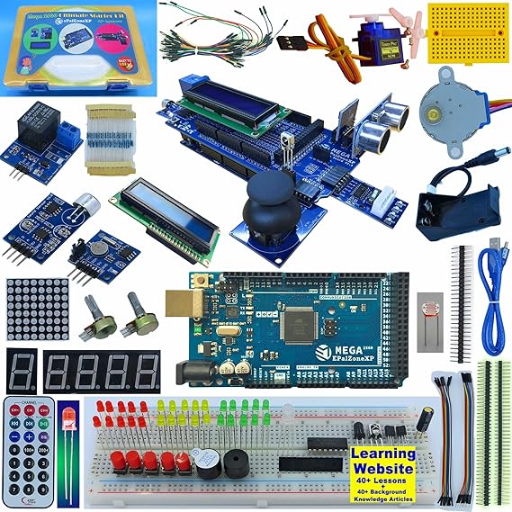 Ultimate Mega R3 Starter Kit Mega 2560 Starter Kit Compatible with Arduino IDE, the Most Detailed 40+ Lessons, Plus 40+ Background Knowledge Articles, Detailed Explanation UK