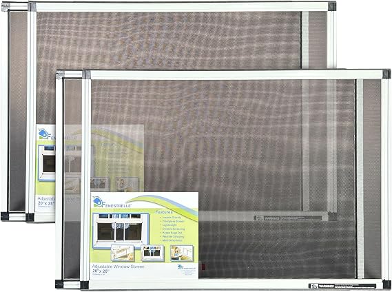 Fenestrelle Expandable Window Screen - Horizontal (50cm H x 71cm-137cm W), Pack of 2 Large Screens. Keeps Out Bugs. Perfect Replacement Screen for Windows. Insect, Mosquito, Fly Screens for Windows