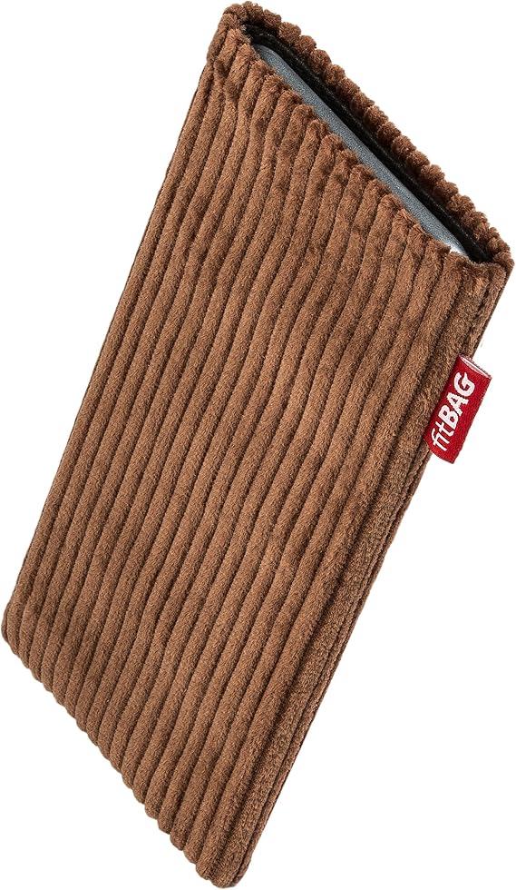 fitBAG Retro Brown custom tailored sleeve for BlackBerry 9780 Bold | Made in Germany | Fine corduroy fabric pouch case cover with MicroFibre lining for display cleaning