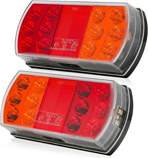 Led Rear Trailer Lights Waterproof Caravan Truck Trailer Tail Lights 12V 24V Submersible Led Boat Light 4 Functions with Number Plate Indicator & Reflector ECE Approved IP67