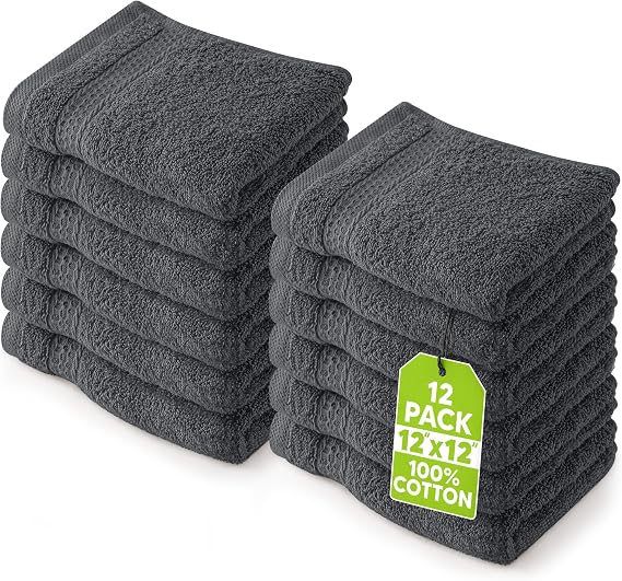 Utopia Towels - Washbasin Towels Pack of 12 (30 x 30 cm) (Grey)